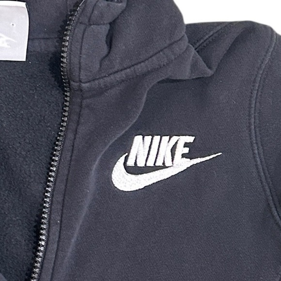 Nike Kids Black Zip-Up Hoodie cotton blend with White Swoosh size medium - Picture 4 of 6